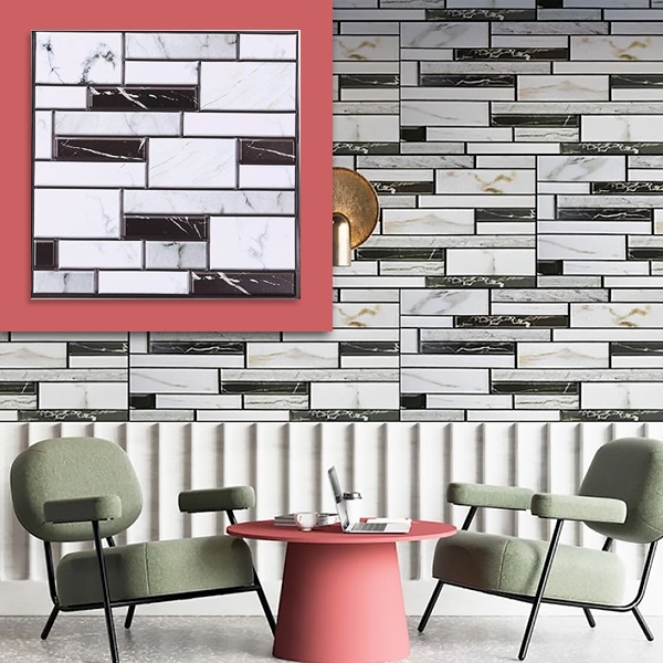 Autocolantes de parede 3D com padrão em mármore (10 unid.) | MARBLEBLOCKS
