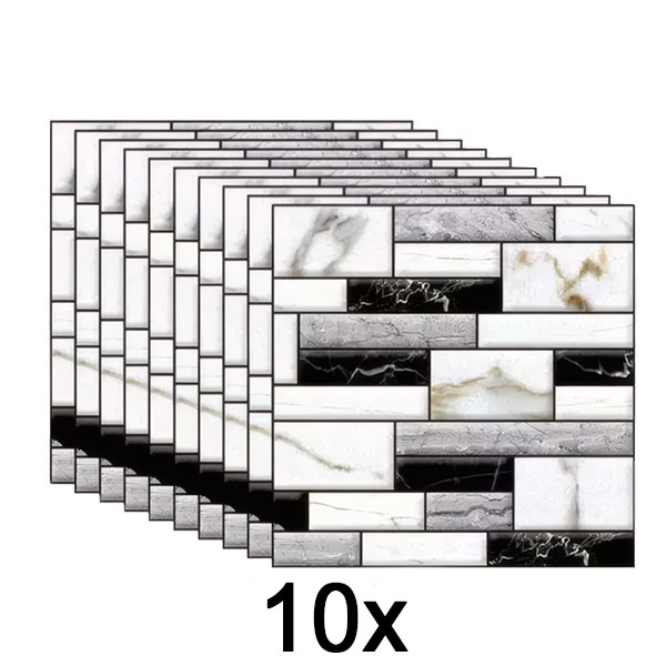 1x Autocolantes de parede 3D com padrão em mármore (10 unid.) | MARBLEBLOCKS