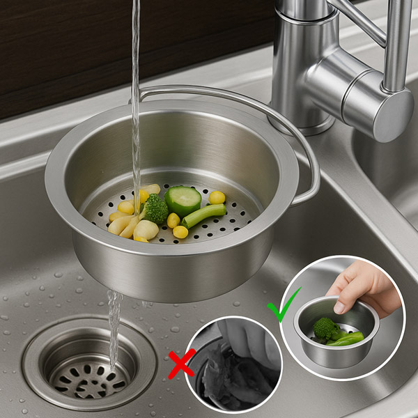 Cesto de drenagem que filtra e armazena facilmente | EVOSINK