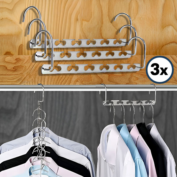 Suporte para Roupa em Aço que Poupa Espaço (3 Peças) | SNAPHANG